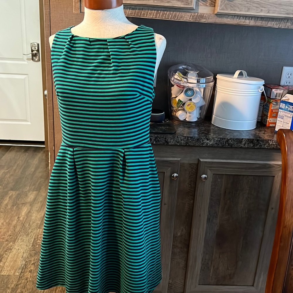 Mary McFadden Collection -Medium Stripes green & Dark blue.  W620